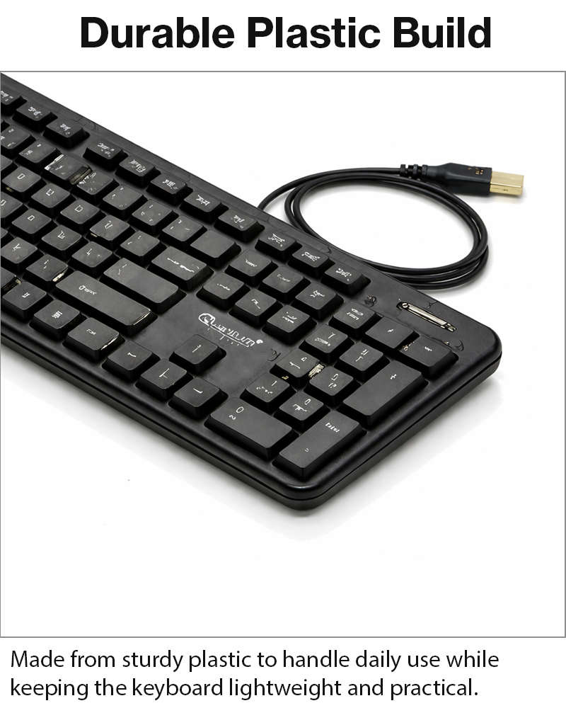 104-Key Wired Keyboard Quiet Soft Keys Full-Size