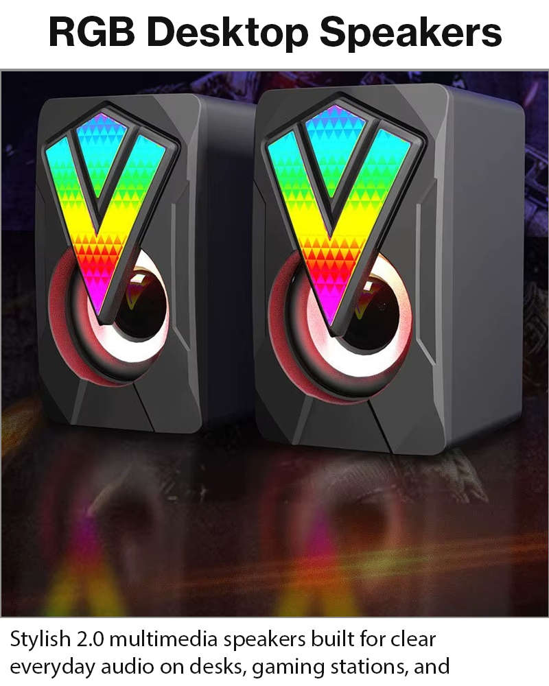 RGB Mini Speaker Set USB Powered AUX Desktop Speakers