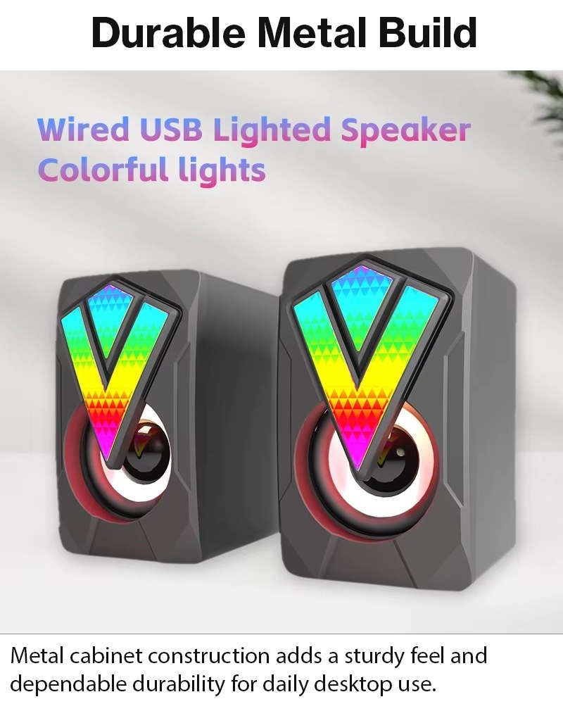 RGB Mini Speaker Set USB Powered AUX Desktop Speakers