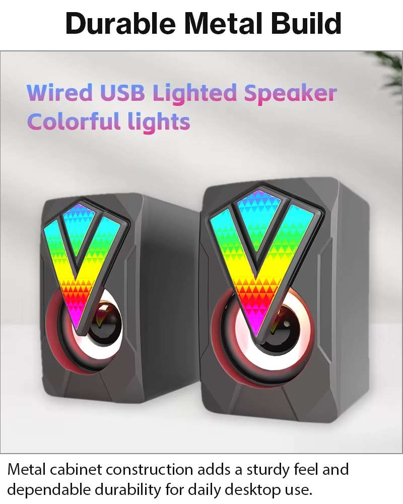 RGB Mini Speaker Set USB Powered AUX Desktop Speakers