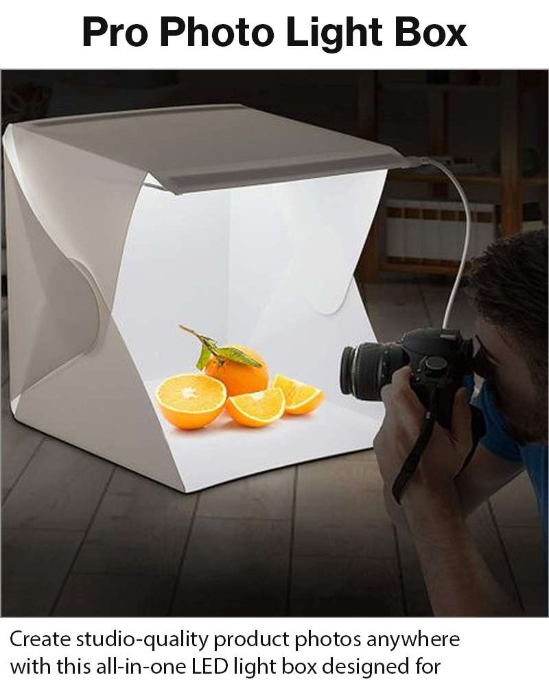 Foldable LED Light Box Studio Kit with USB Power, Dual Backgrounds, Shadow-Free Product Photograp...