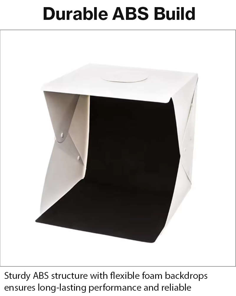 Foldable LED Light Box Studio Kit with USB Power, Dual Backgrounds, Shadow-Free Product Photograp...