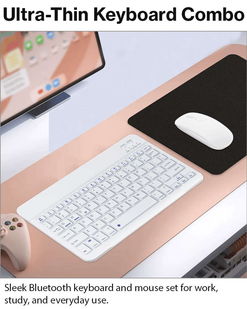 Rechargeable Ultra-Thin Wireless Keyboard and Mouse Set,  USB-C Charging Keyboard for Laptop Tabl...