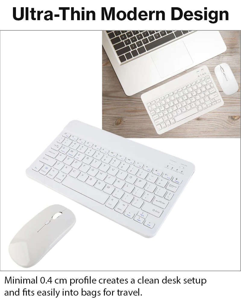 Rechargeable Ultra-Thin Wireless Keyboard and Mouse Set,  USB-C Charging Keyboard for Laptop Tabl...