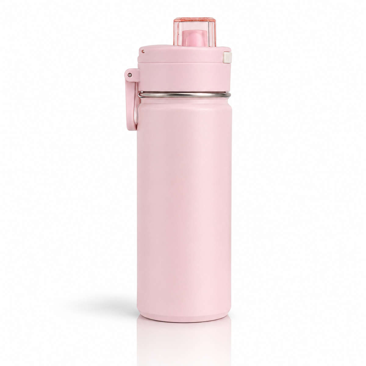 600ml Vacuum Sports Water Bottle with Locking Flip Lid Pink