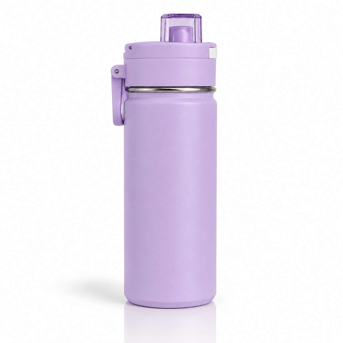 600ml Vacuum Sports Water Bottle with Locking Flip Lid Purple