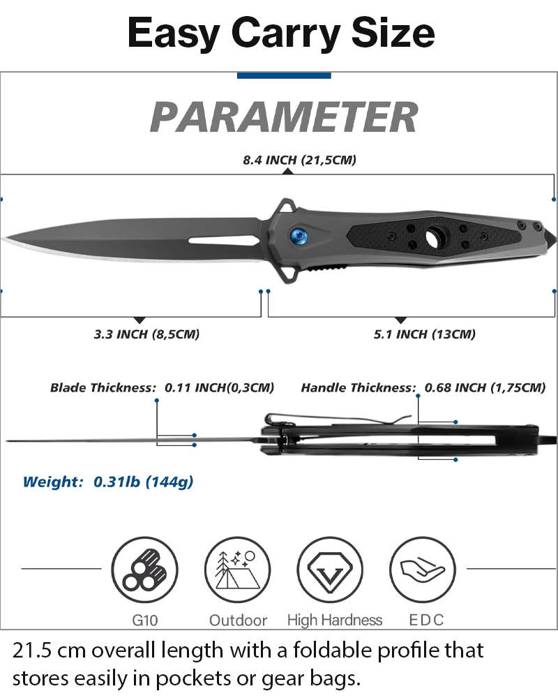 Spring Assisted Folding Pocket Knife with G10 Handle