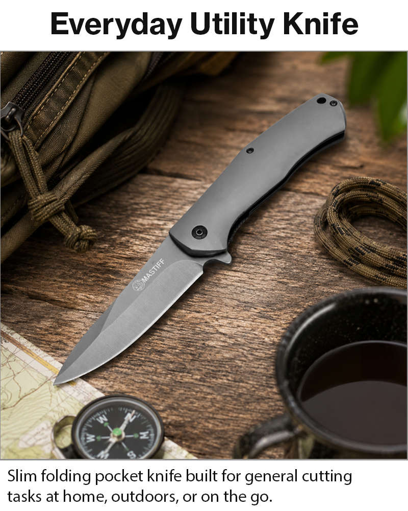 Folding Pocket Knife Aluminum Handle Manual Flip Blade EDC Utility Knife Gray