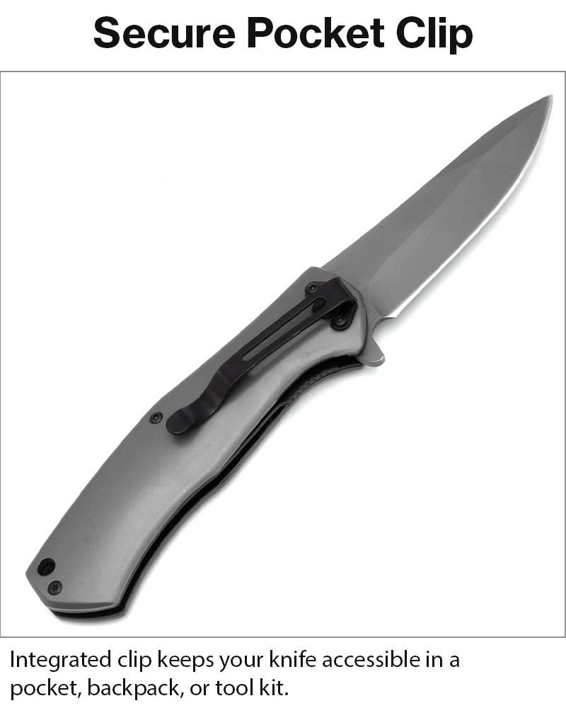 Folding Pocket Knife Aluminum Handle Manual Flip Blade EDC Utility Knife Gray
