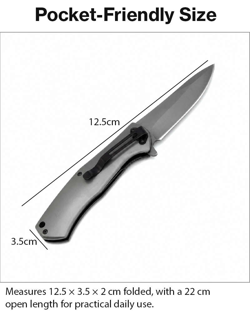 Folding Pocket Knife Aluminum Handle Manual Flip Blade EDC Utility Knife Gray