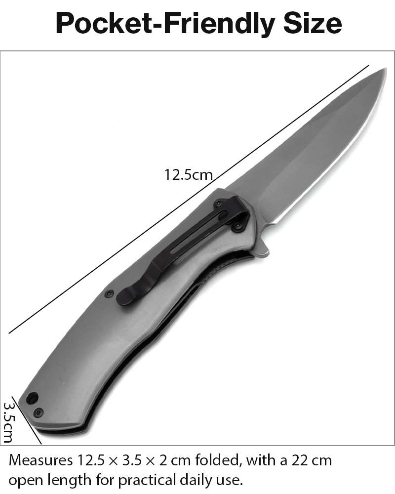 Folding Pocket Knife Aluminum Handle Manual Flip Blade EDC Utility Knife Gray