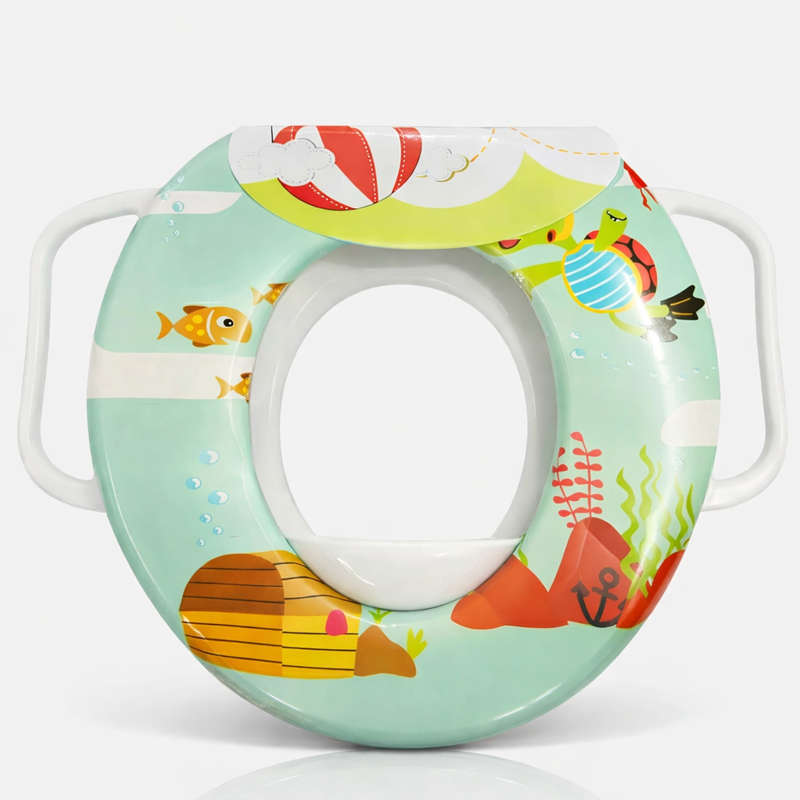 Toddler Potty Training Seat with Handles  Ocean Blue Design