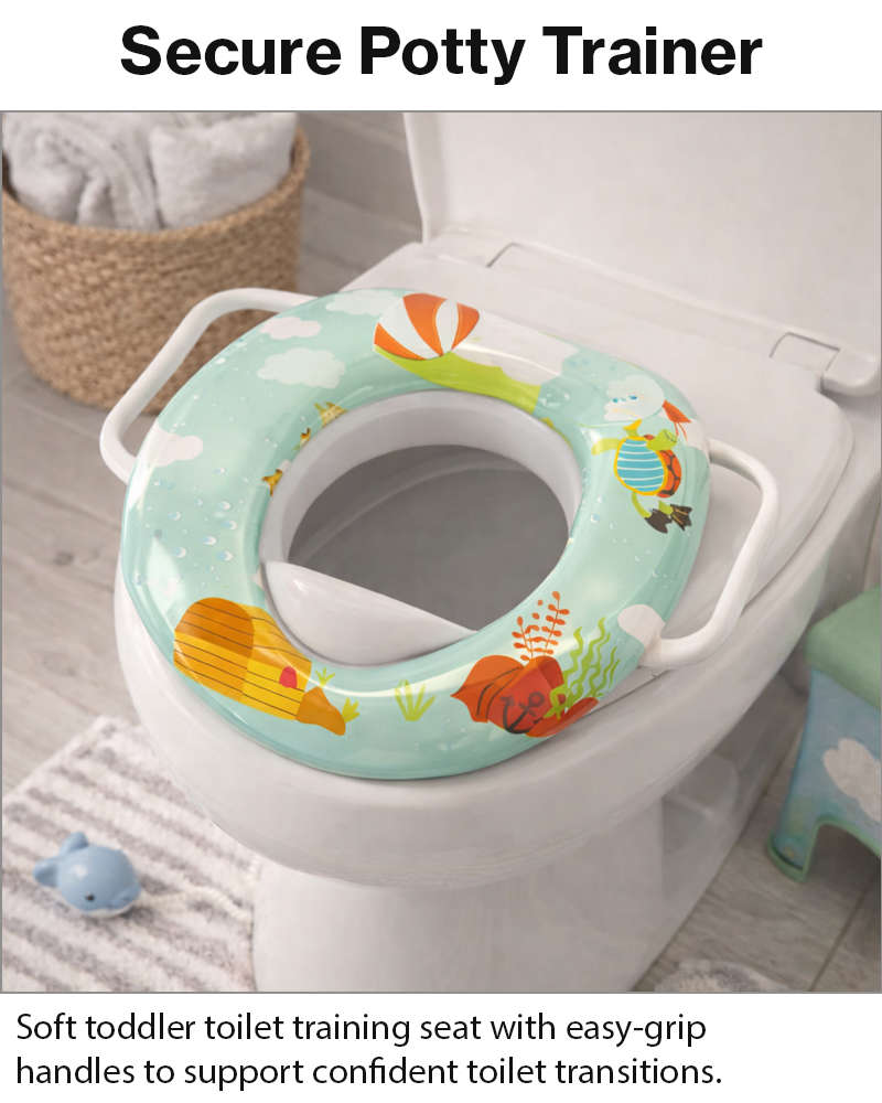 Toddler Potty Training Seat with Handles  Ocean Blue Design