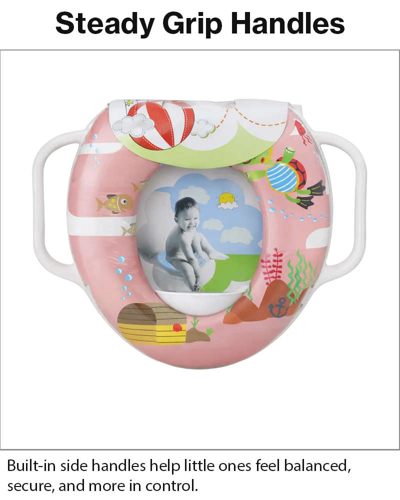 Toddler Potty Training Seat with Handles  Ocean Pink Design