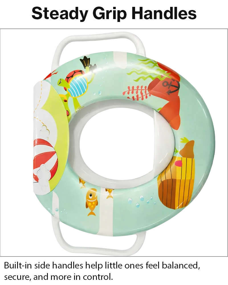 Toddler Potty Training Seat with Handles  Ocean Blue Design