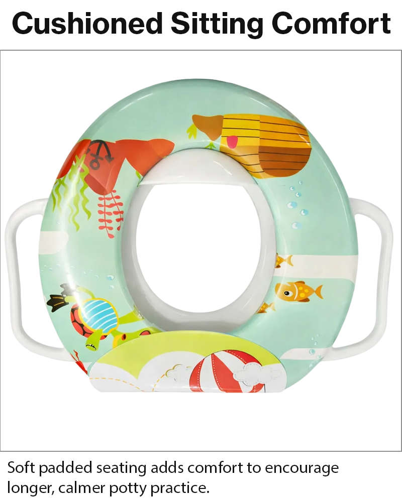 Toddler Potty Training Seat with Handles  Ocean Blue Design