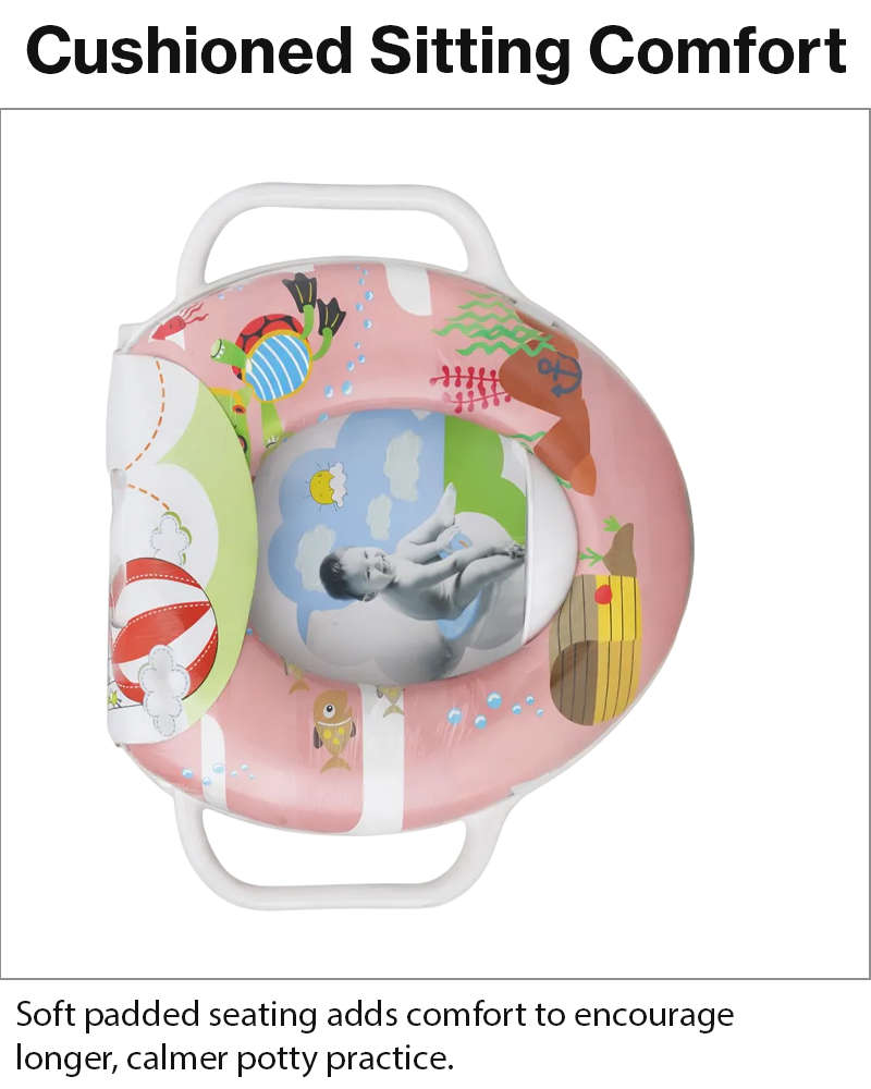 Toddler Potty Training Seat with Handles  Ocean Pink Design