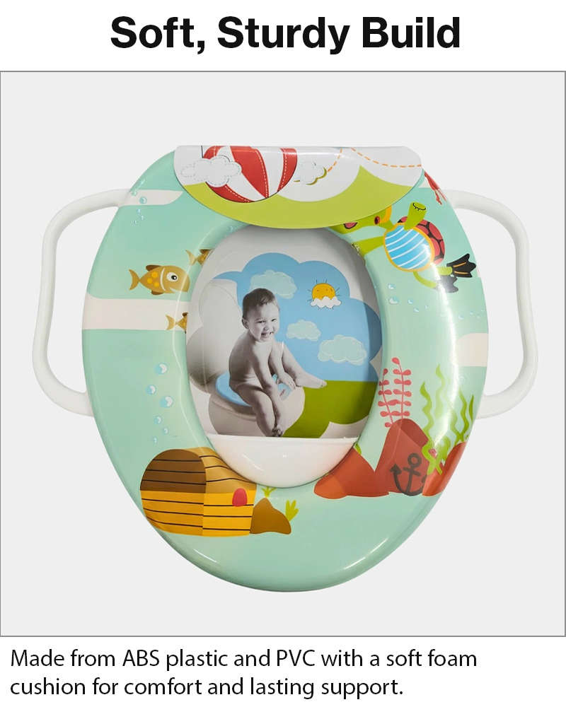 Toddler Potty Training Seat with Handles  Ocean Blue Design