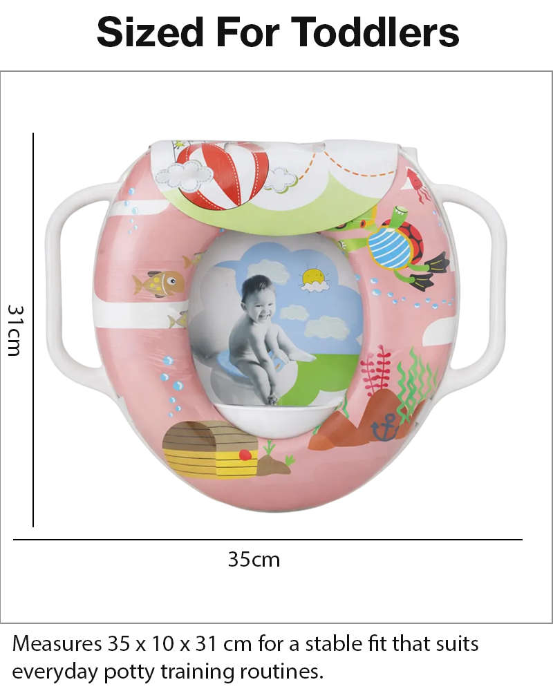 Toddler Potty Training Seat with Handles  Ocean Pink Design