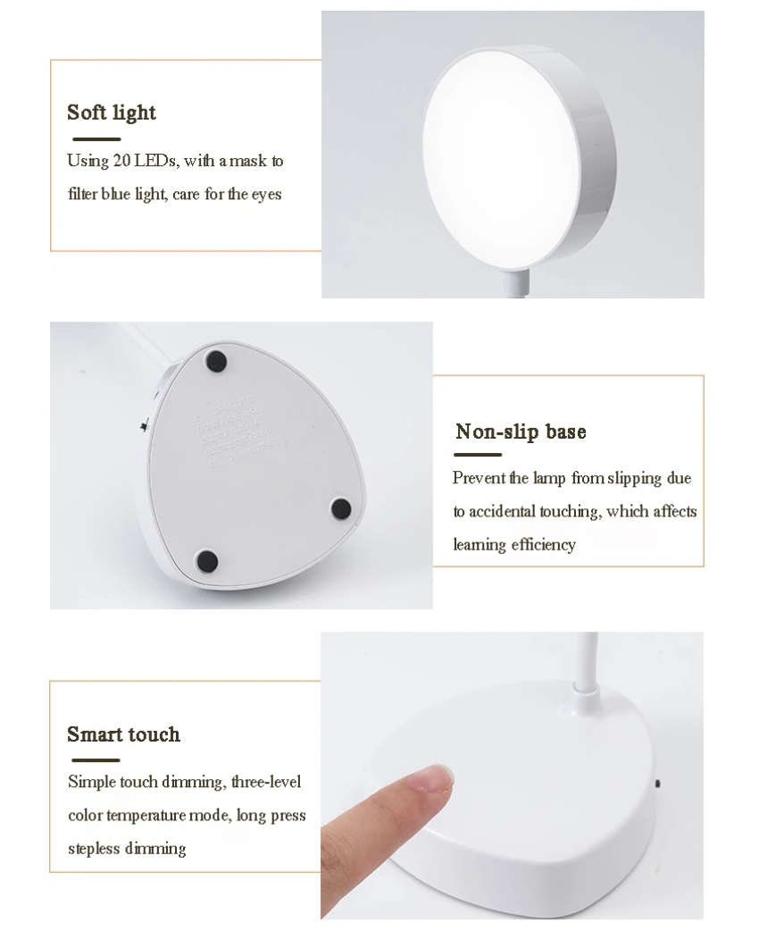 Norden Rechargeable LED Flexible Desk/Bedside Lamp | Touch Control, Natural, White &amp; Warm Lig...