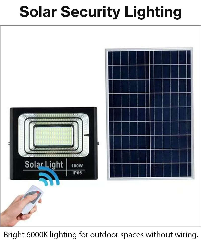 600W Solar LED Flood Light with Panel & Remote Outdoor Lamp