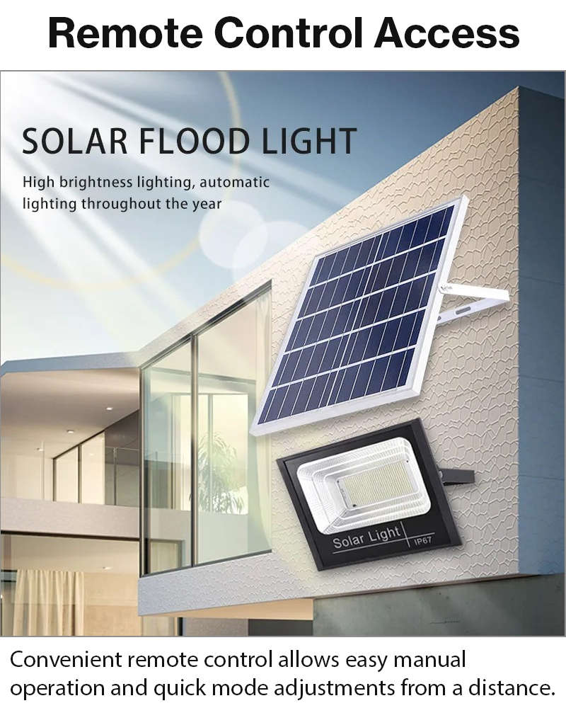 600W Solar LED Flood Light with Panel & Remote Outdoor Lamp