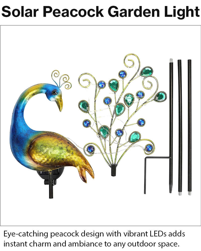 Solar Peacock Garden Light with 40 LEDs for Outdoor Decor