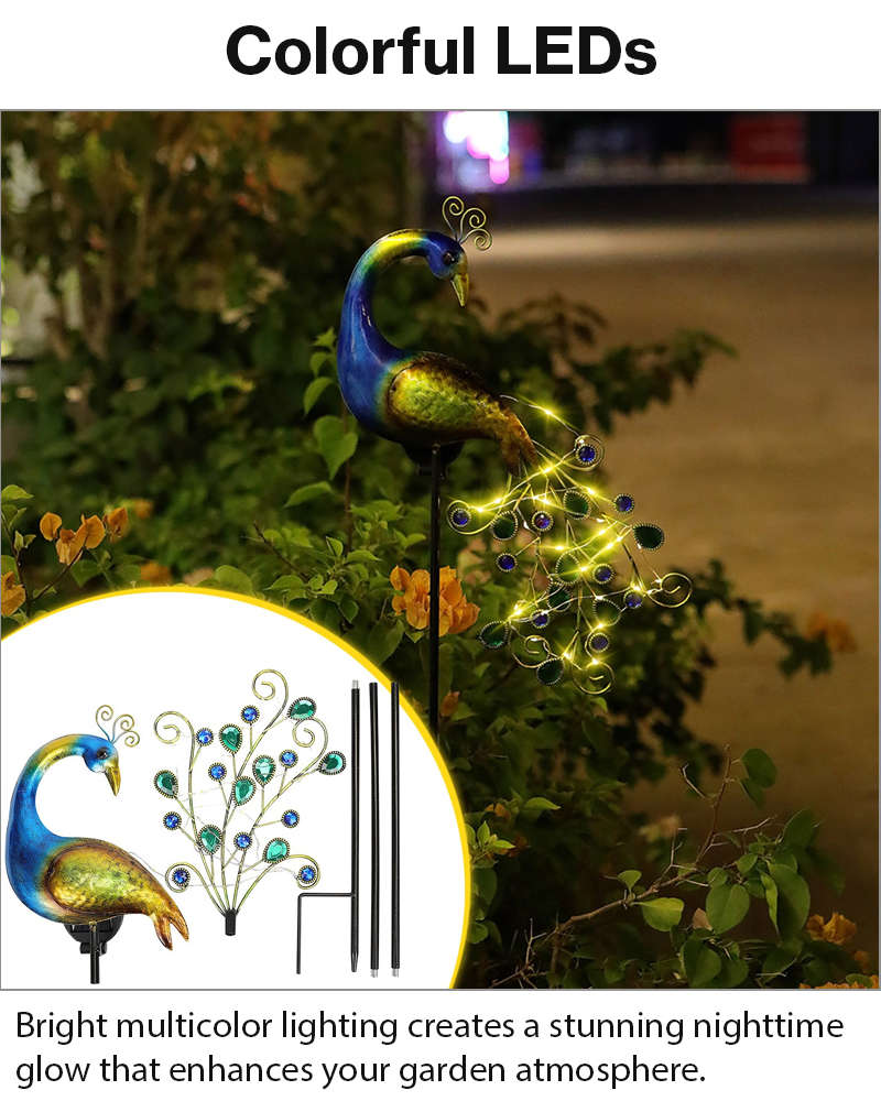 Solar Peacock Garden Light with 40 LEDs for Outdoor Decor