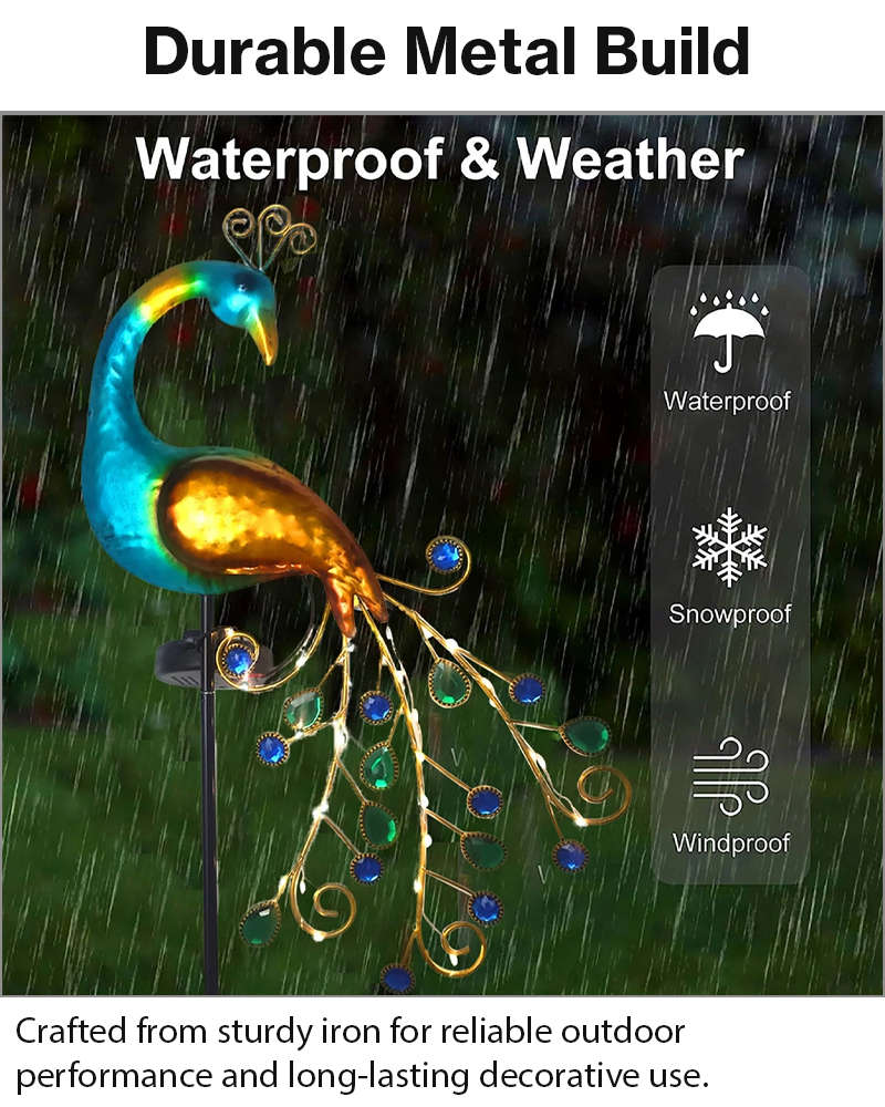 Solar Peacock Garden Light with 40 LEDs for Outdoor Decor