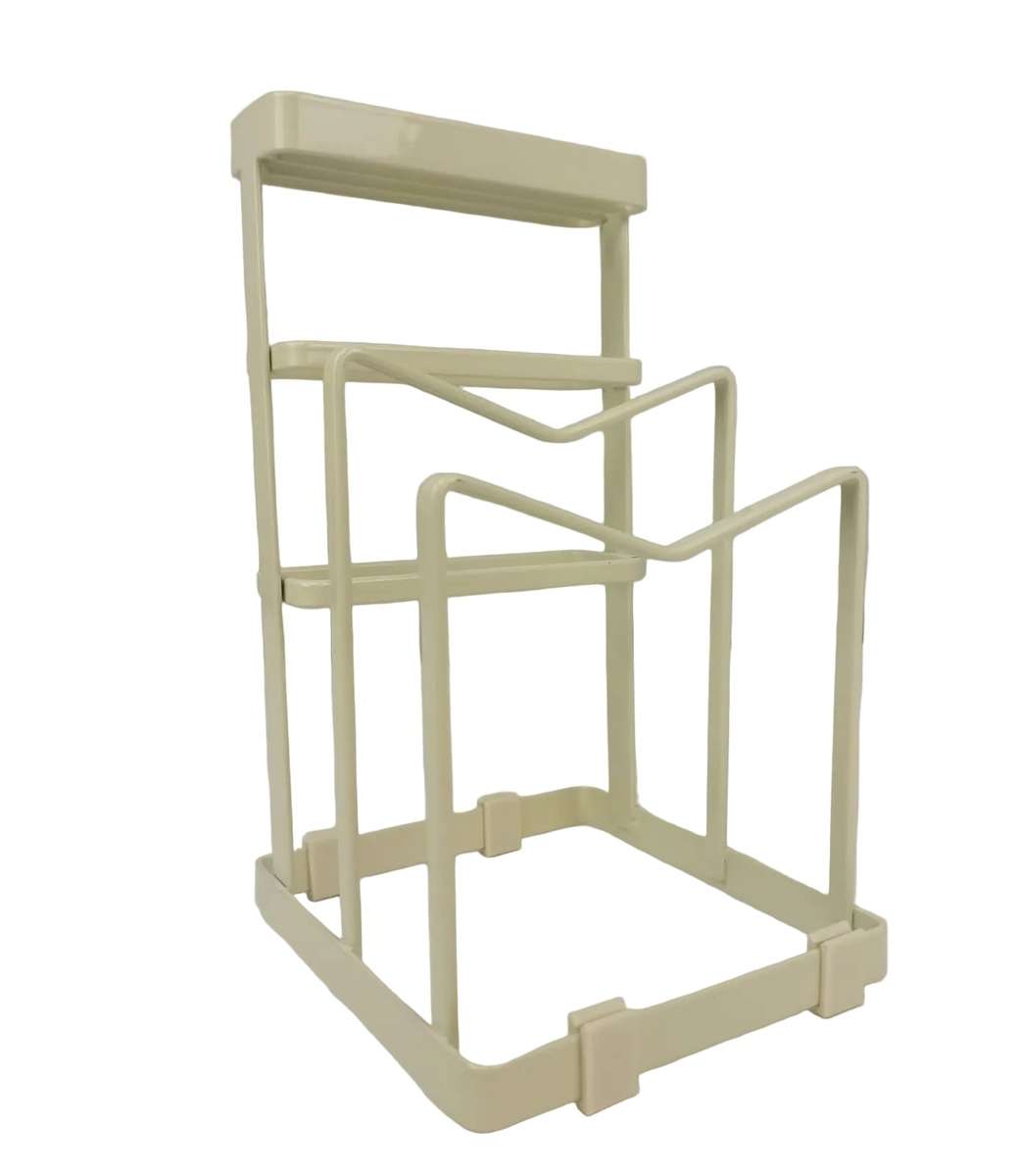 Cutting Board and Lid Organizer Rack 215mm Height  Coated Metal  Compact Matte Cream Counte...