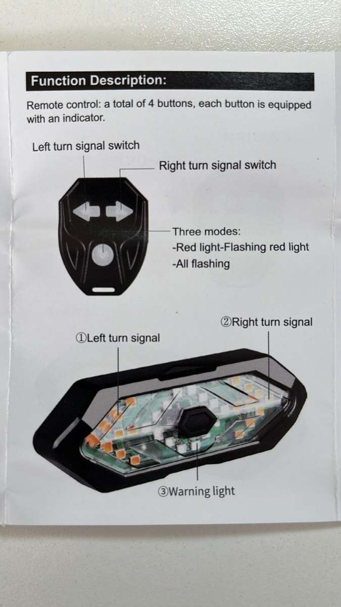 Wireless Remote Control Bike Turn Signal Light  USB Rechargeable LED Indicators with Handlebar...