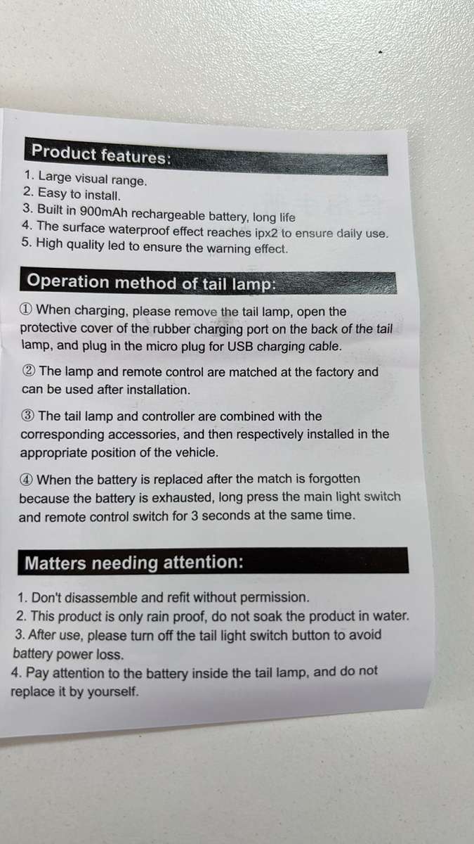 Wireless Remote Control Bike Turn Signal Light  USB Rechargeable LED Indicators with Handlebar...