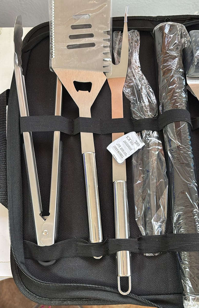 23-Piece Stainless Steel Braai BBQ Tool Set with Carry Case, Skewers, Corn Holders, Grill Accesso...