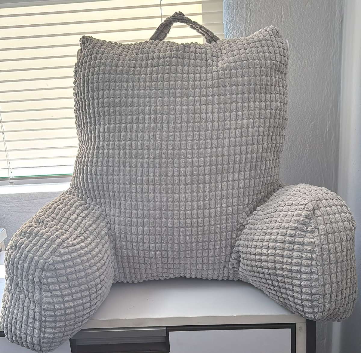 Large Backrest Reading & Lounging Pillow 72x45x58cm Cotton - Grey - Good Condition