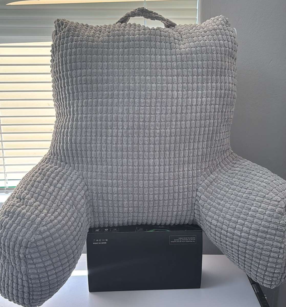 Large Backrest Reading & Lounging Pillow 72x45x58cm Cotton - Grey - Good Condition
