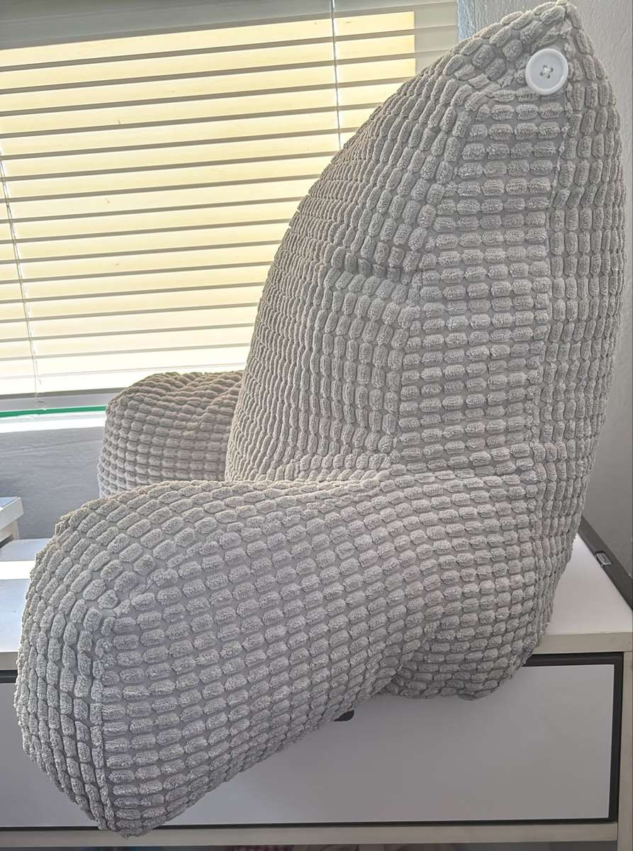 Large Backrest Reading & Lounging Pillow 72x45x58cm Cotton - Grey - Good Condition