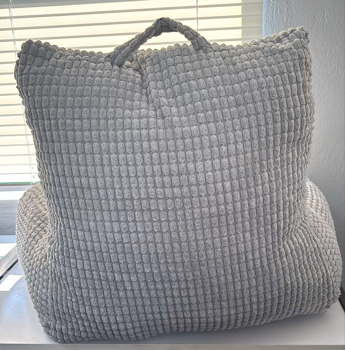 Large Backrest Reading & Lounging Pillow 72x45x58cm Cotton - Grey - Good Condition
