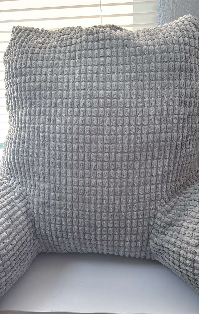 Large Backrest Reading & Lounging Pillow 72x45x58cm Cotton - Grey - Good Condition