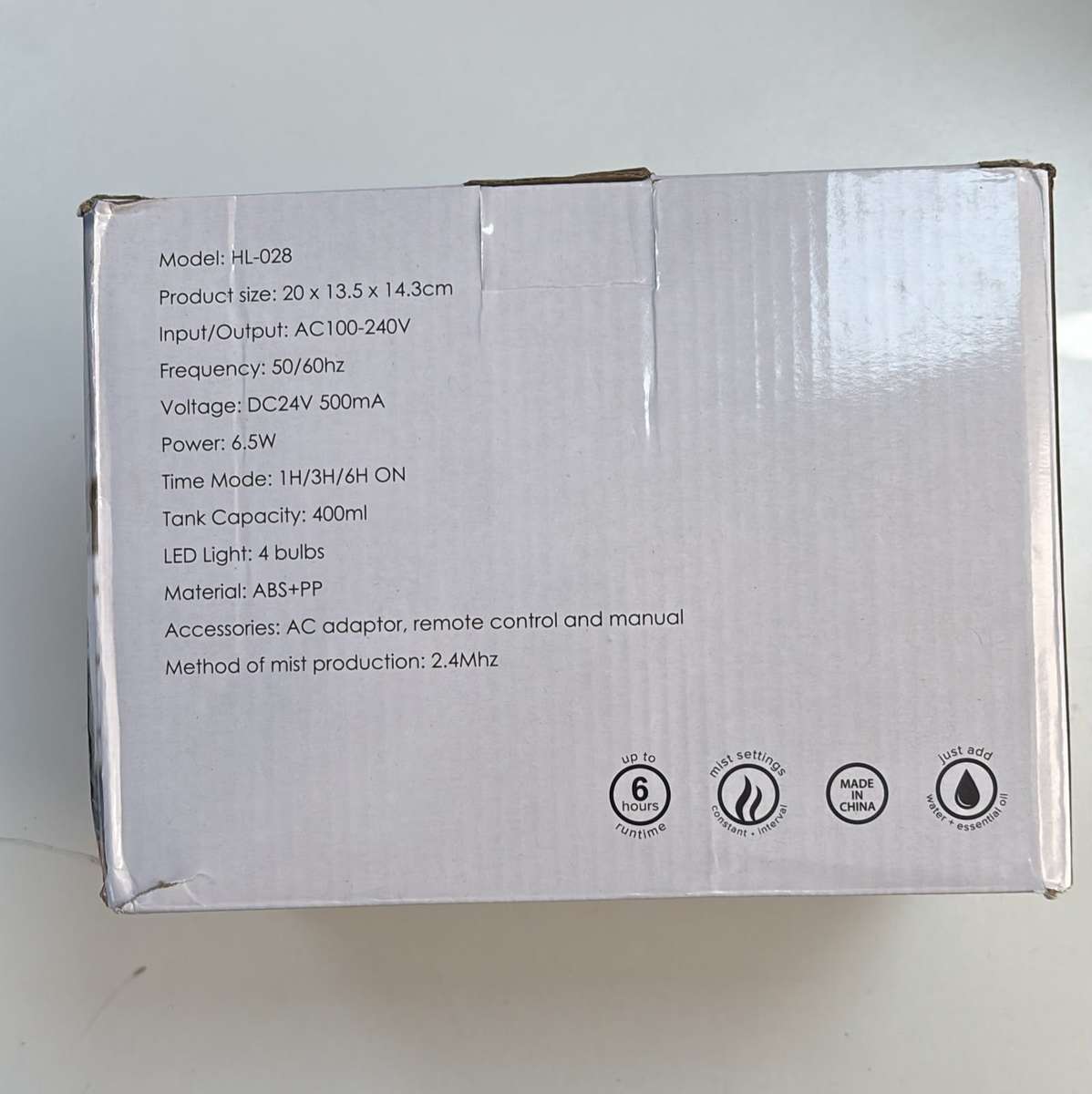 Madison Ultrasonic Aromatherapy Diffuser 400ml 7-Colour RGB LED Timer Black - Like New - Open Box