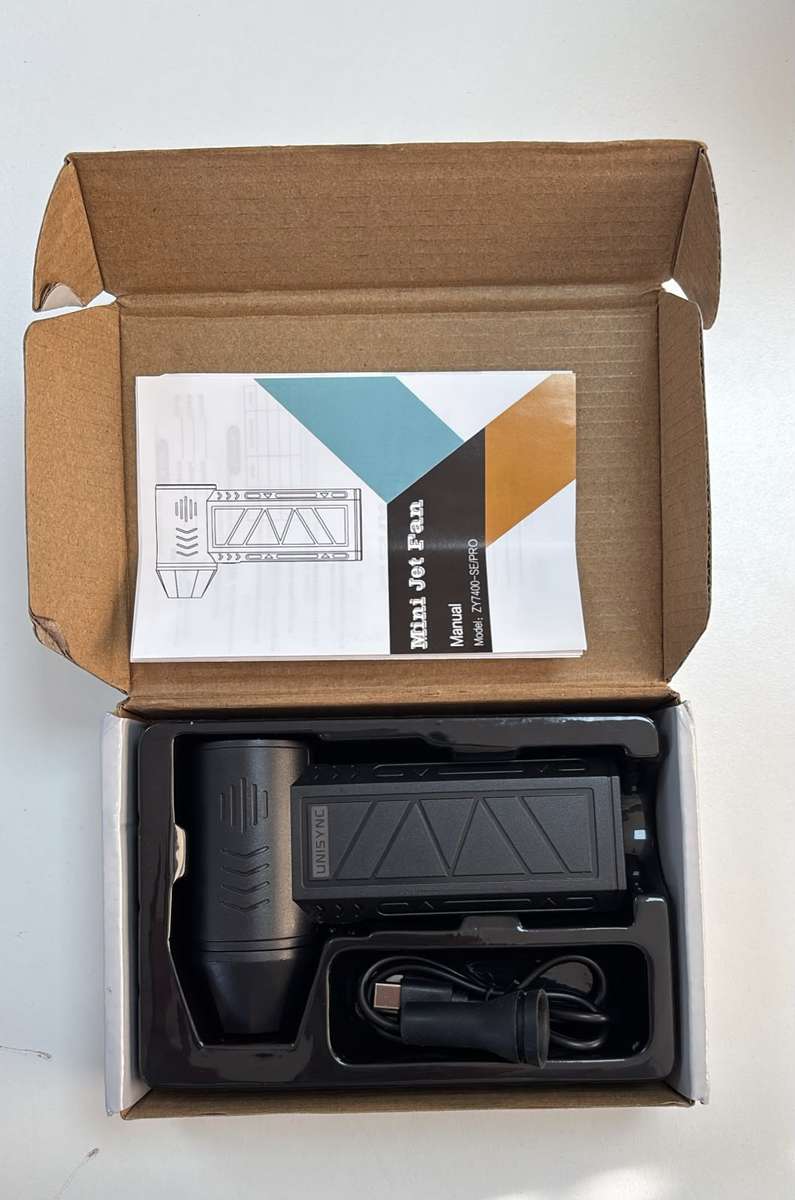 Unisync Mini Jet Fan 88000RPM USB-C Rechargeable Air Blower LED Flashlight - Like New - Open Box