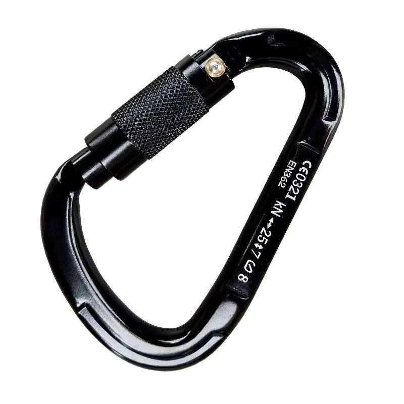 Aluminium Alloy Carabiner 25kN  3-Way Auto Locking Gate  Matte Black  CE0321 EN362  I...