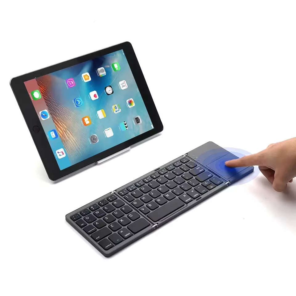 Foldable Bluetooth Keyboard Full-Size 84-Key  Scissor-Switch + Touchpad  Multi-Device Wirel...