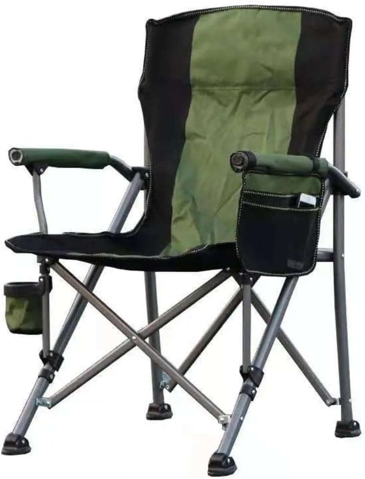 Camping Chair 150kg Capacity  High Back Mesh & Oxford  Green or Grey with Armrest & Cup Hol...
