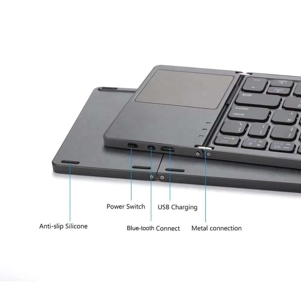Foldable Bluetooth Keyboard Full-Size 84-Key  Scissor-Switch + Touchpad  Multi-Device Wirel...