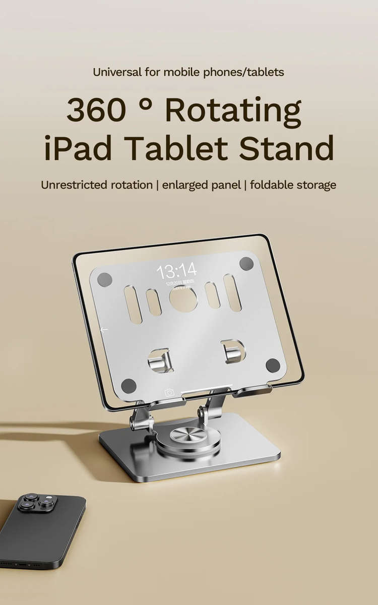 Tablet Stand 5.812.9  Adjustable Aluminium Holder with 360° Rotation  Foldable Deskt...