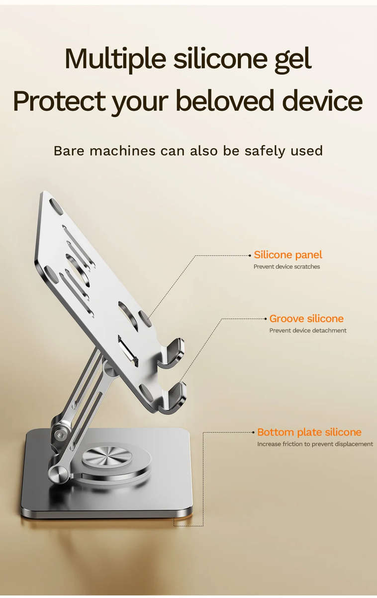 Tablet Stand 5.812.9  Adjustable Aluminium Holder with 360° Rotation  Foldable Deskt...