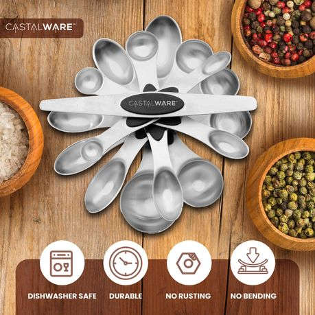 Magnetic Measuring Spoons Set 8-Piece Stainless Steel Dual-Sided Nesting with Leveler
