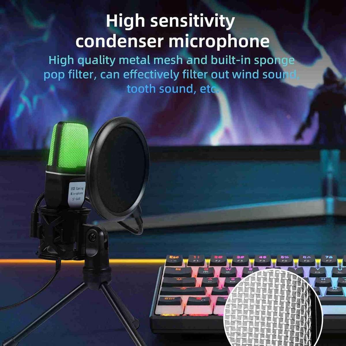 USB Condenser Microphone  5V Plug & Play  Omnidirectional  Carbon Steel Gooseneck  RG...