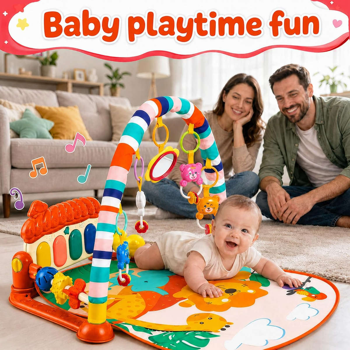 Piano Fitness Rack Baby Play Mat  Multi-Function Orange