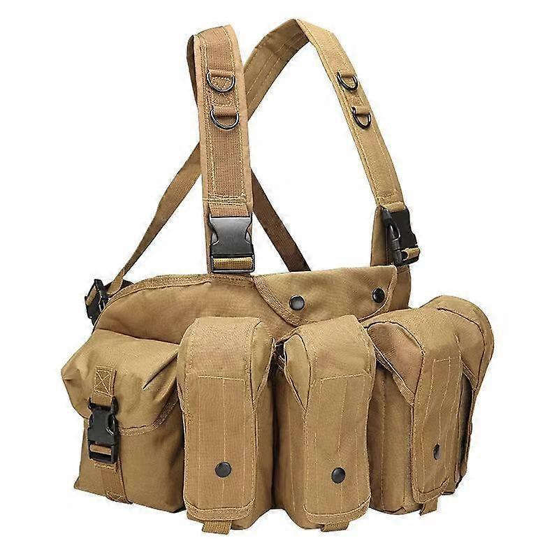 Tactical Chest Rig 600D Oxford Cloth 6Magazine MultiPocket Bandolier Vest  Adjustable Sh...